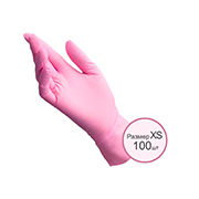 Нитриловые перчатки РОЗОВЫЕ, XS, 100шт